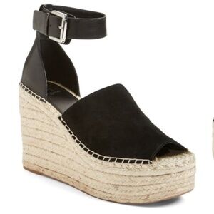 Marc Fisher Black Espadrille Wedge Sandals